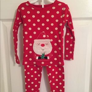 Red polka dot Santa pajamas